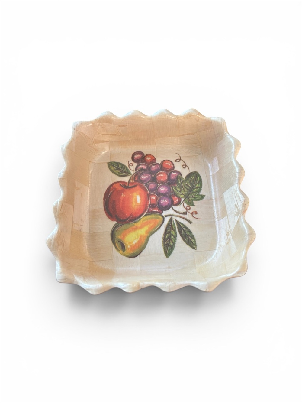 Vintage Decorative Cream Fruit Square Serving Bowl